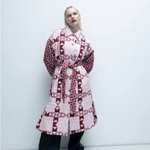 Damson Madder Pink & Burgundy Quilted Coat